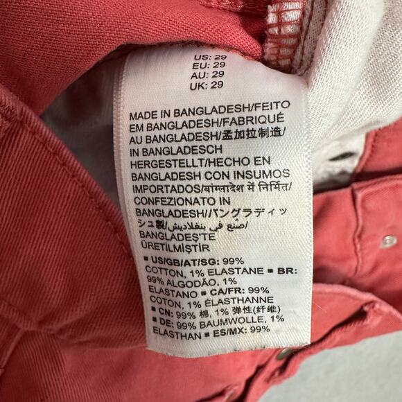 Amazon Essentials Chino Shorts SZ 29 Peach Mid Rise Straight Fit Stretch Zip Fly - Picture 4 of 4